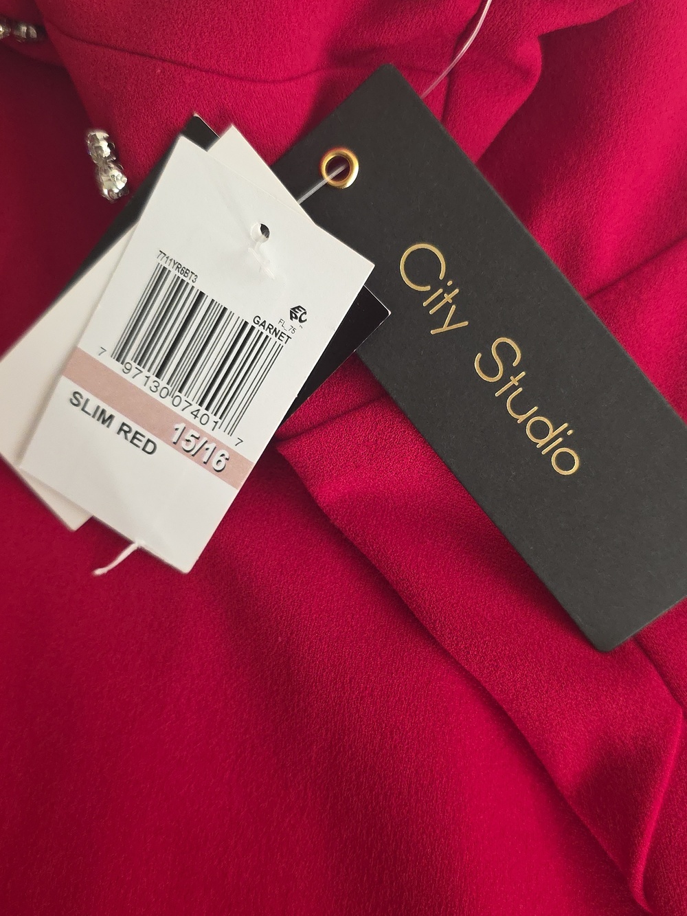 City Studio NWT Red Bodycon Dress with Slit Junior Size 15/16 - Picture 6 of 6